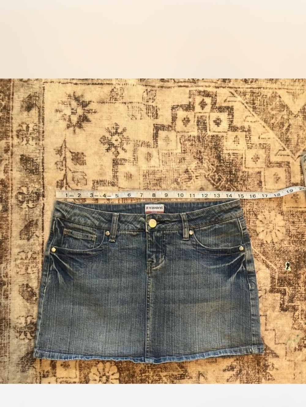 No Boundaries Blue Denim Mini Skirt with Front Pockets